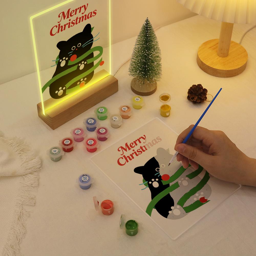 Black Cat Caught in Garland paint by numbers light-up sign – image 10