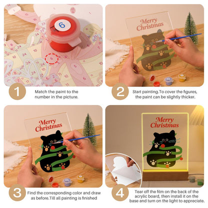 Black Cat Caught in Garland paint by numbers light-up sign – image 12