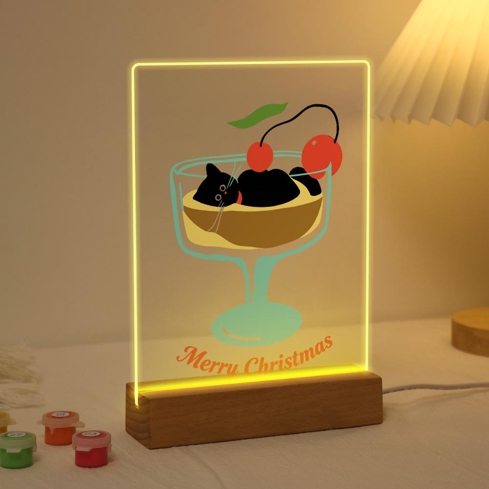 Black Cat in a Cherry Sundae paint by numbers light-up sign – image 3