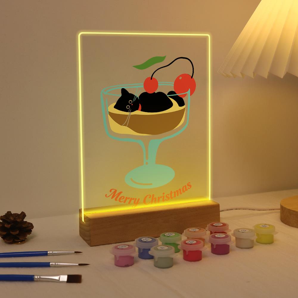 Black Cat in a Cherry Sundae paint by numbers light-up sign – image 4