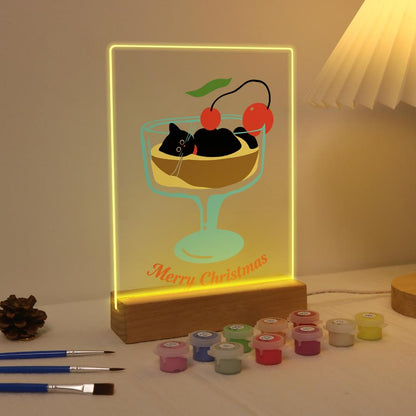 Black Cat in a Cherry Sundae paint by numbers light-up sign – image 4