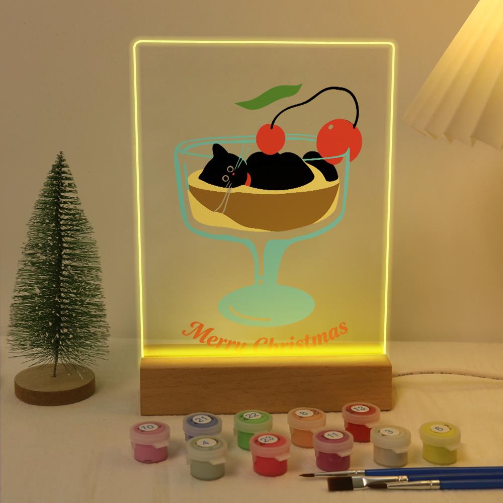 Black Cat in a Cherry Sundae paint by numbers light-up sign – image 5