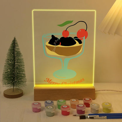 Black Cat in a Cherry Sundae paint by numbers light-up sign – image 5