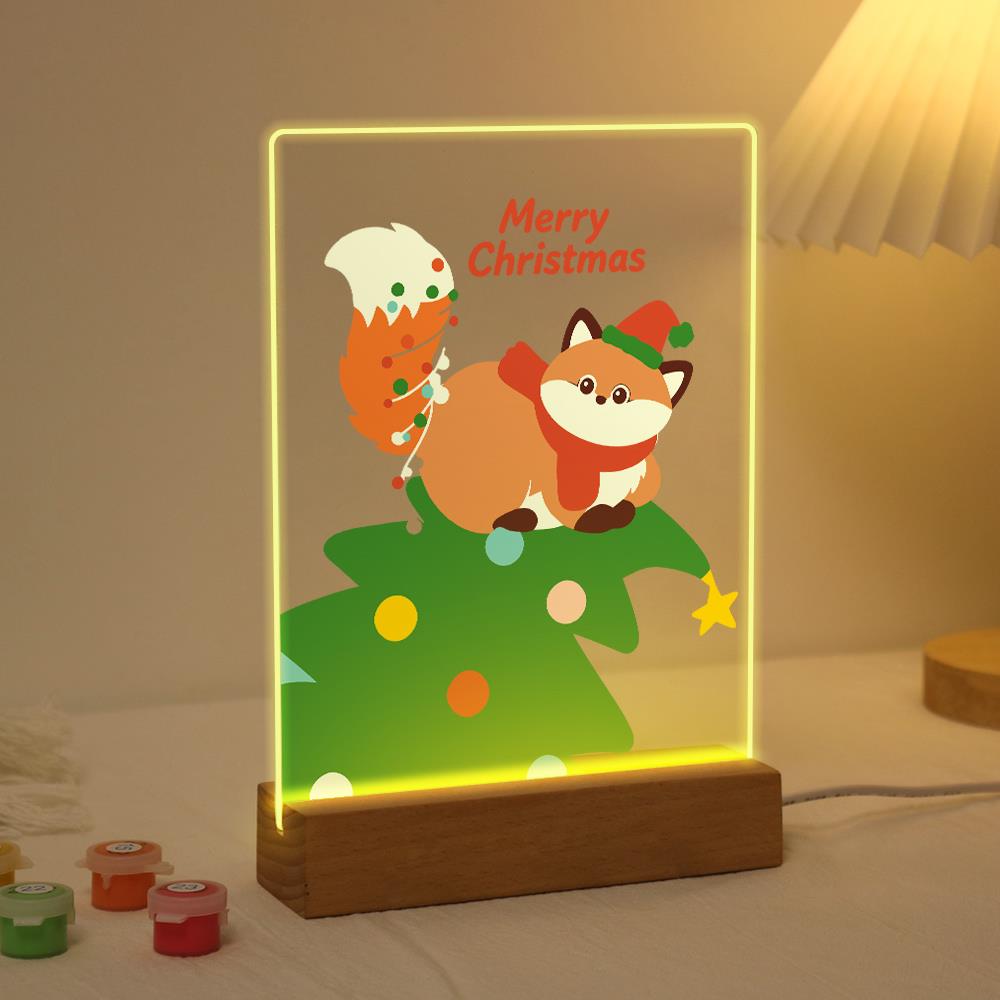 Fox Resting on a Christmas Tree paint by numbers light-up sign – image 3