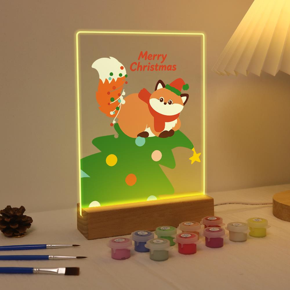 Fox Resting on a Christmas Tree paint by numbers light-up sign – image 4