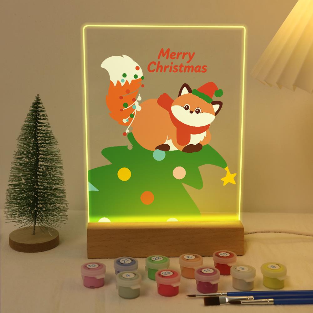 Fox Resting on a Christmas Tree paint by numbers light-up sign – image 5