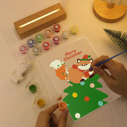 Fox Resting on a Christmas Tree paint by numbers light-up sign – image 7