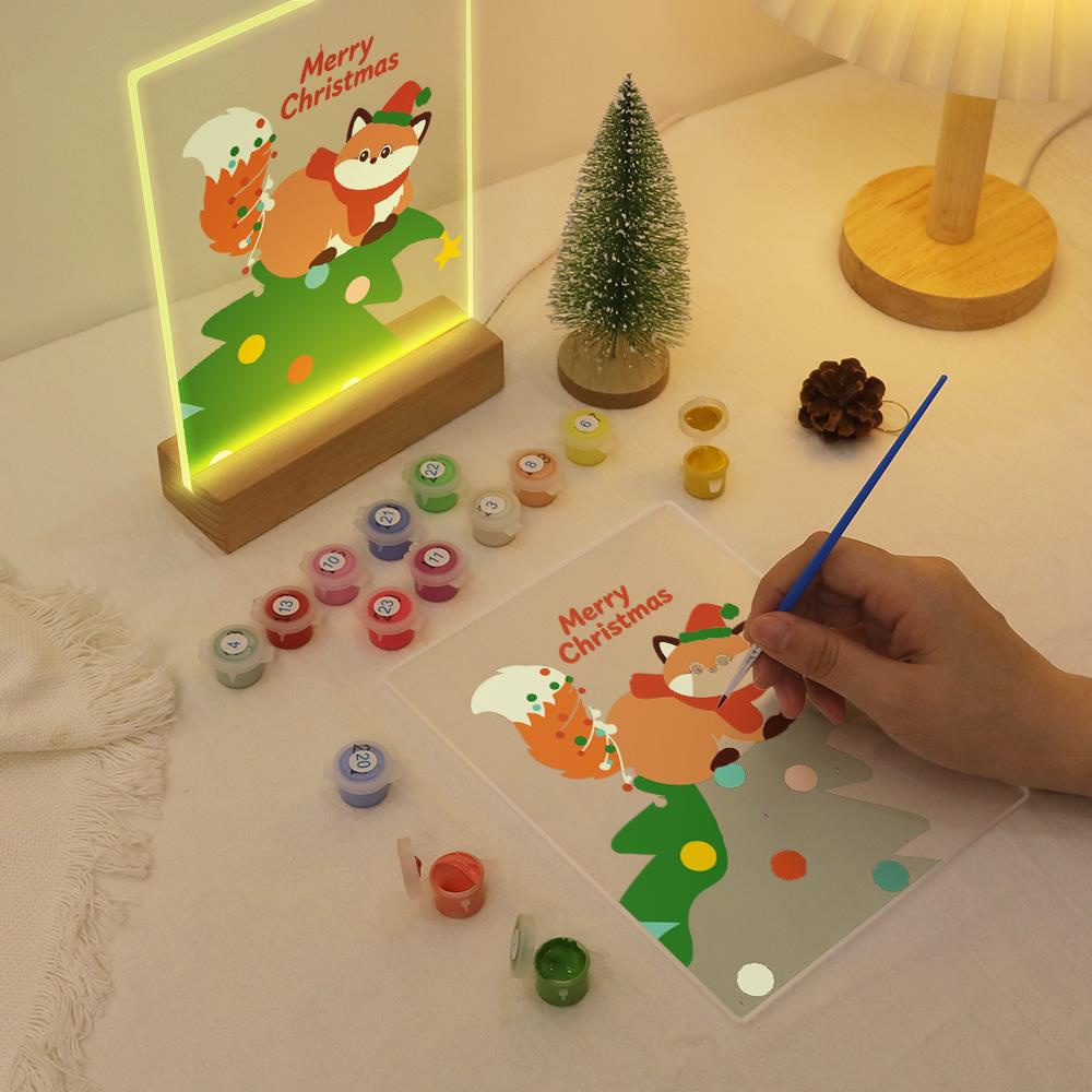 Fox Resting on a Christmas Tree paint by numbers light-up sign – image 10