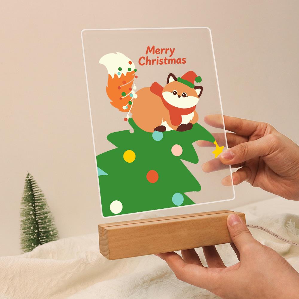 Fox Resting on a Christmas Tree paint by numbers light-up sign – image 13