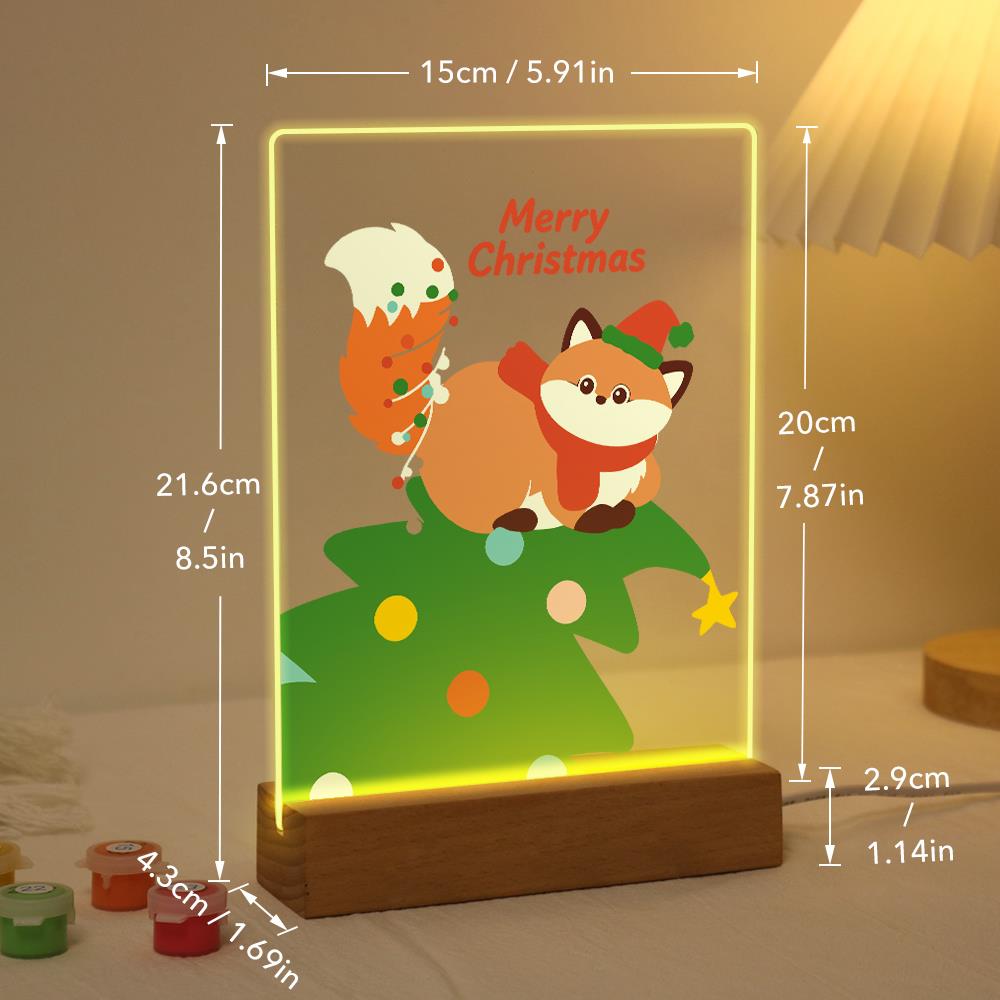 Fox Resting on a Christmas Tree paint by numbers light-up sign – image 21