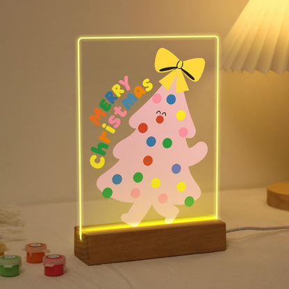 Happy-Faced Pink Christmas Tree paint by numbers light-up sign – image 3
