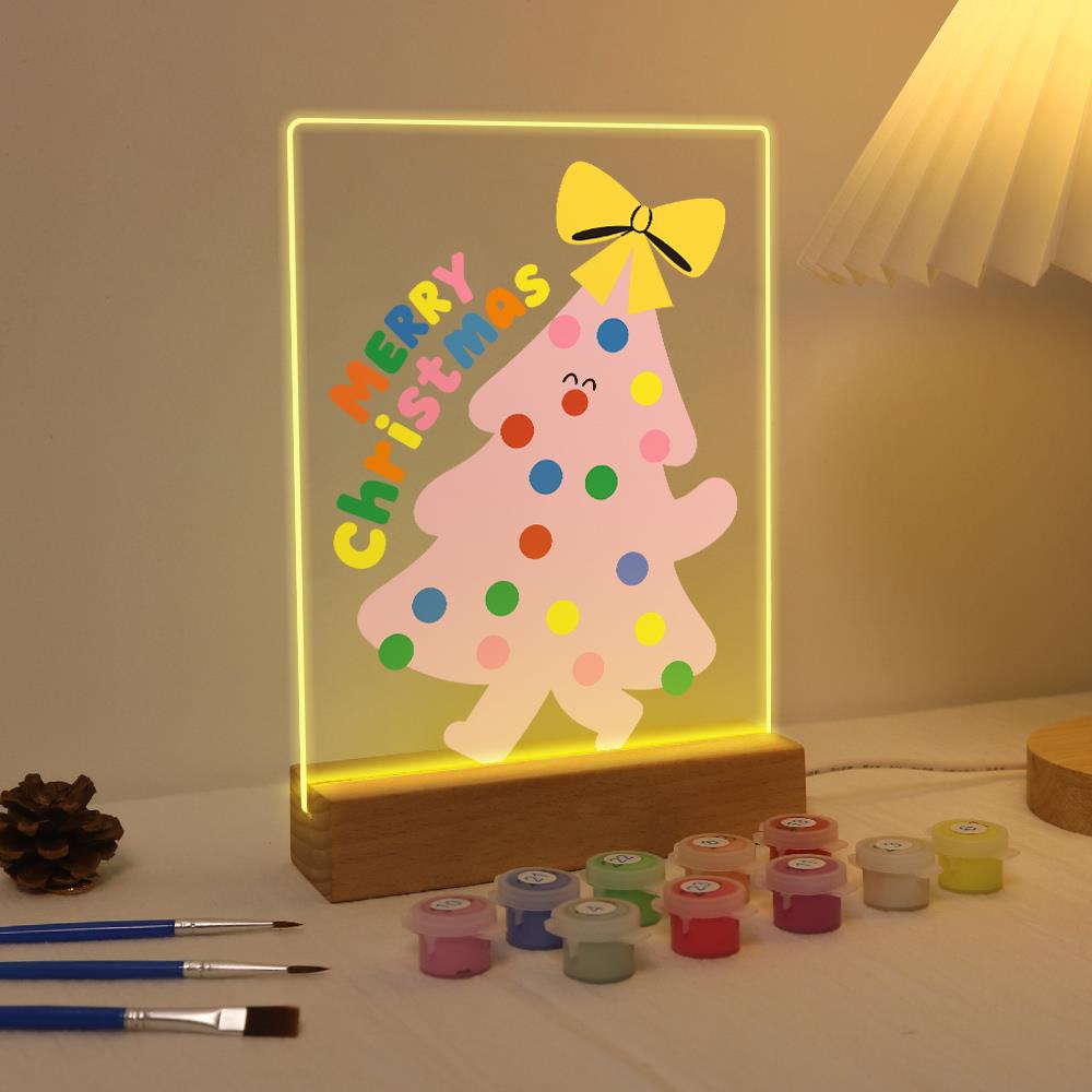 Happy-Faced Pink Christmas Tree paint by numbers light-up sign – image 4