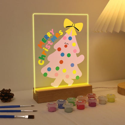 Happy-Faced Pink Christmas Tree paint by numbers light-up sign – image 4