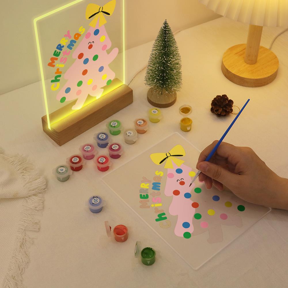 Happy-Faced Pink Christmas Tree paint by numbers light-up sign – image 10