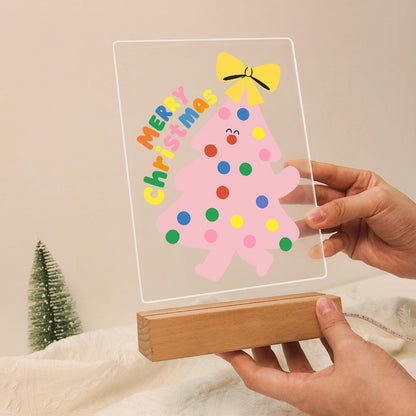 Happy-Faced Pink Christmas Tree paint by numbers light-up sign – image 13