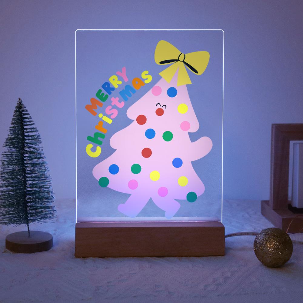 Happy-Faced Pink Christmas Tree paint by numbers light-up sign – image 14