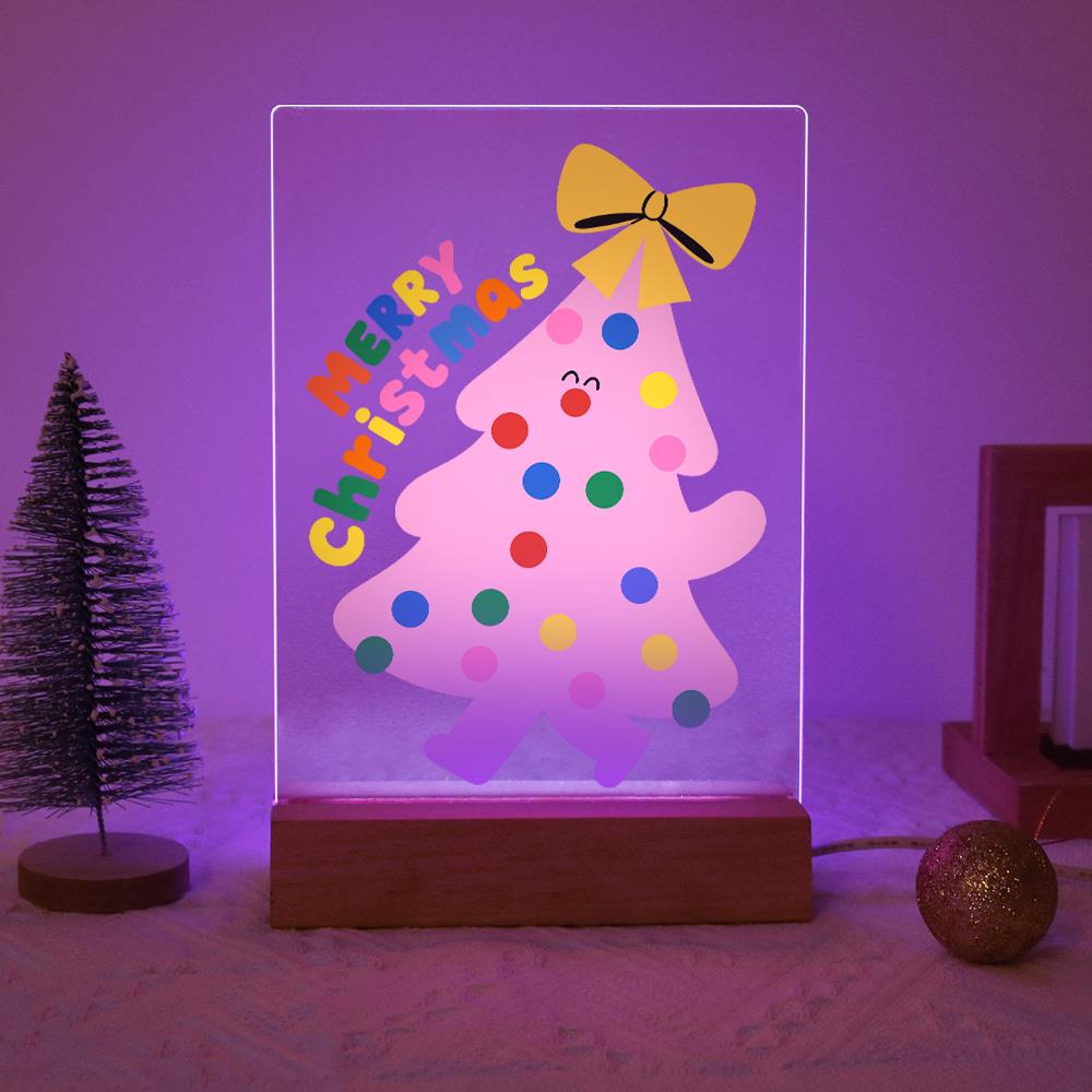Happy-Faced Pink Christmas Tree paint by numbers light-up sign – image 15