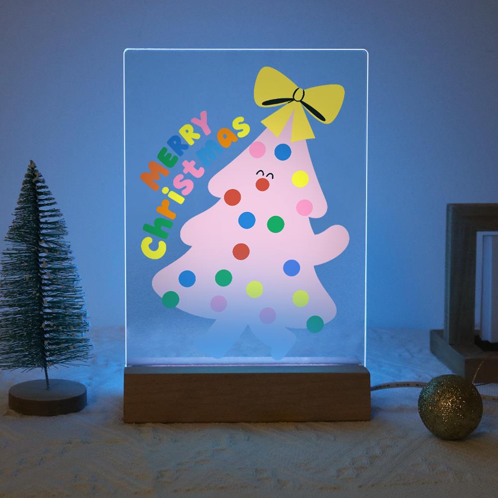 Happy-Faced Pink Christmas Tree paint by numbers light-up sign – image 16