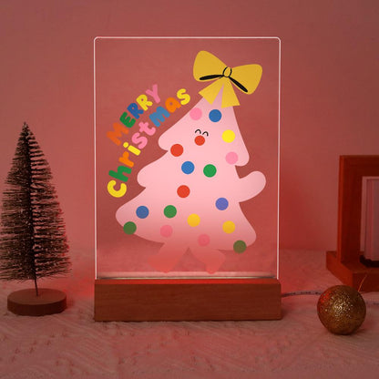 Happy-Faced Pink Christmas Tree paint by numbers light-up sign – image 17