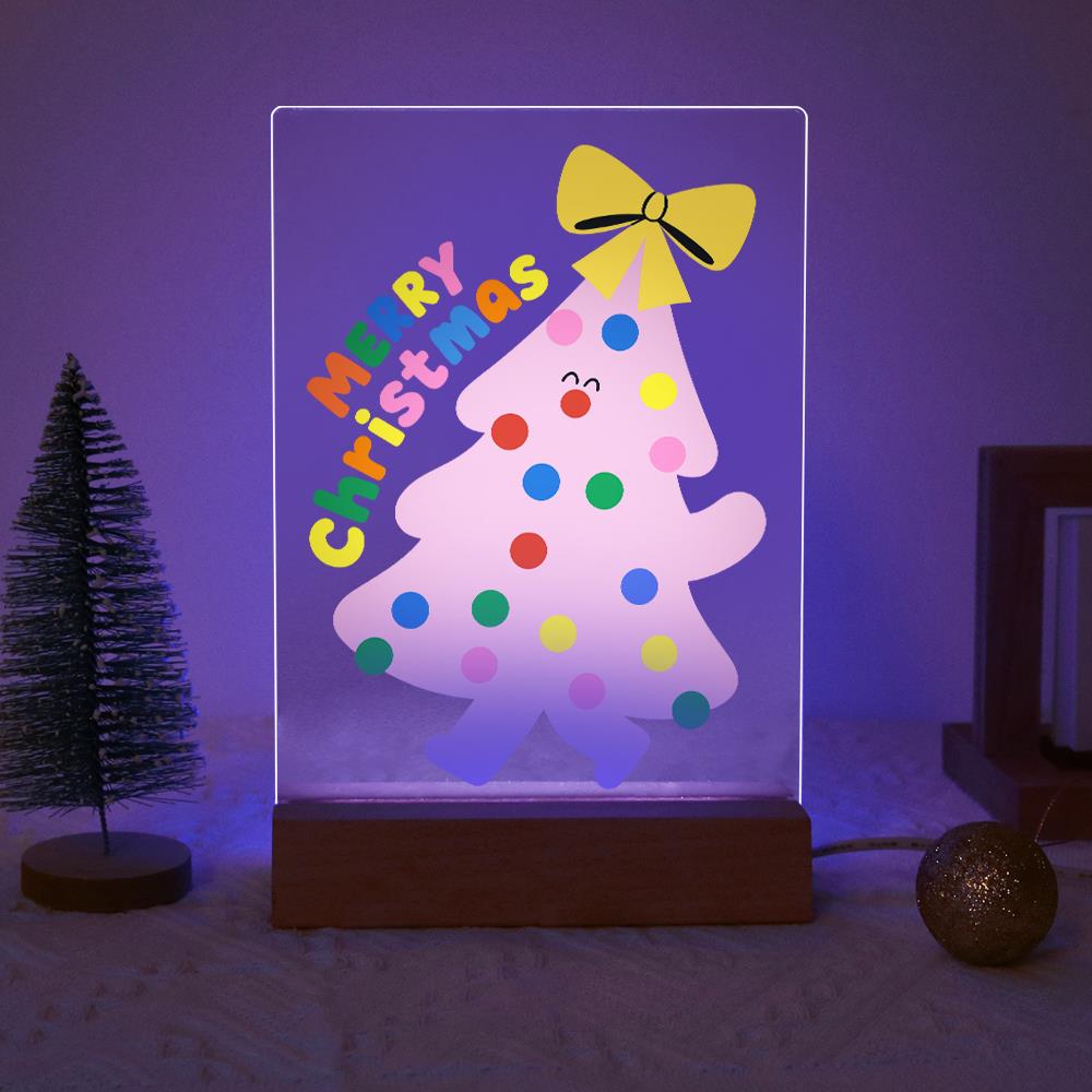 Happy-Faced Pink Christmas Tree paint by numbers light-up sign – image 18
