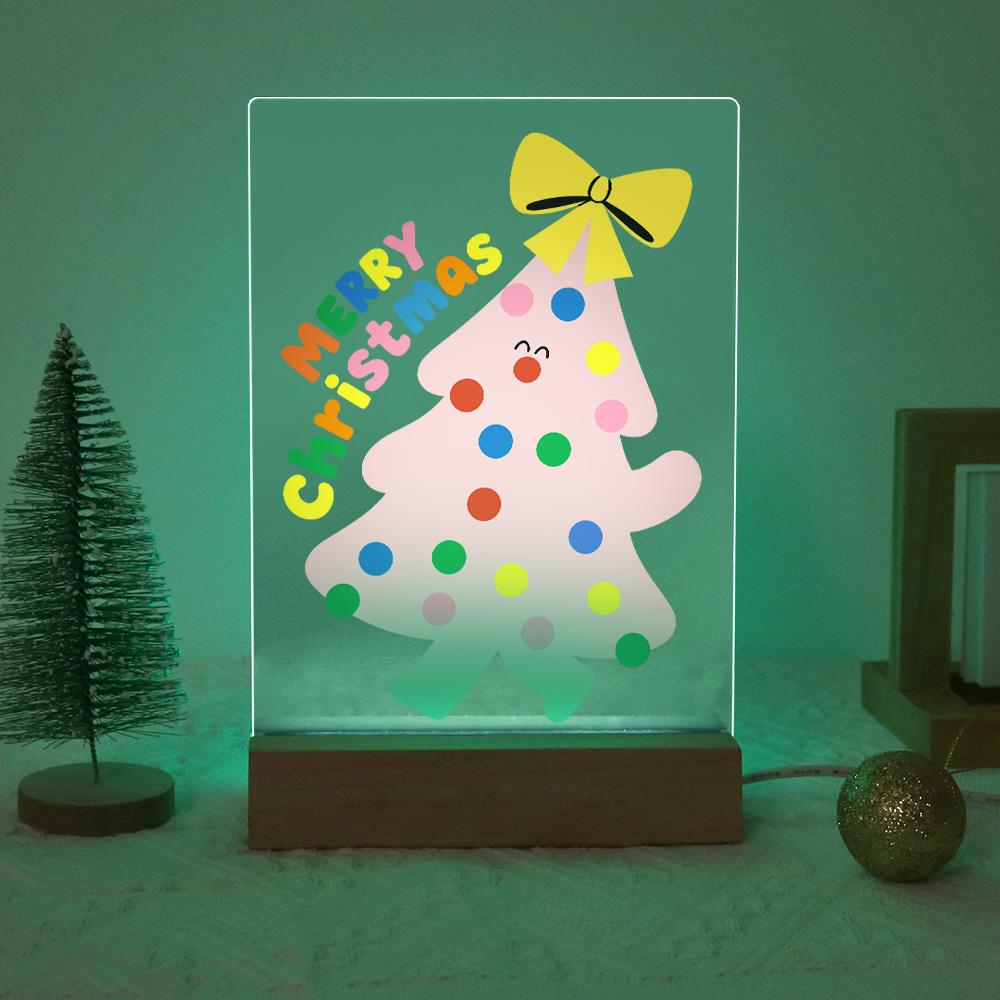 Happy-Faced Pink Christmas Tree paint by numbers light-up sign – image 19