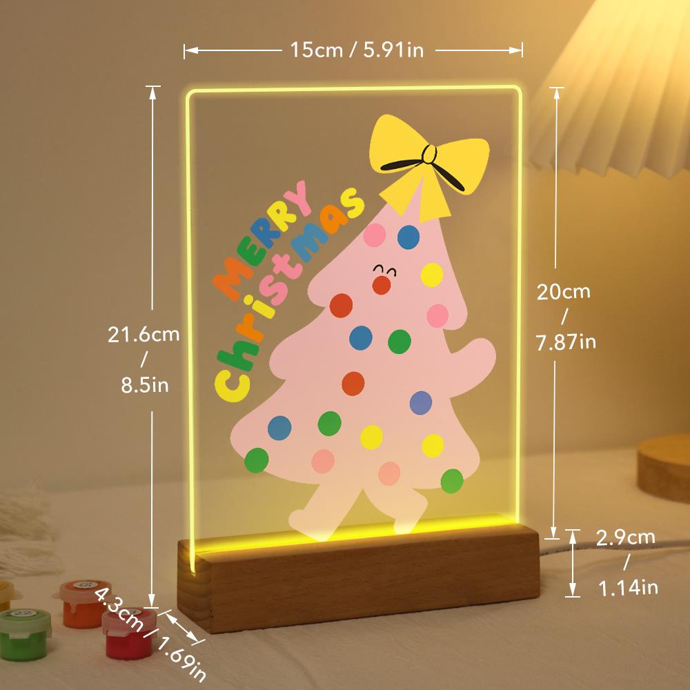 Happy-Faced Pink Christmas Tree paint by numbers light-up sign – image 21