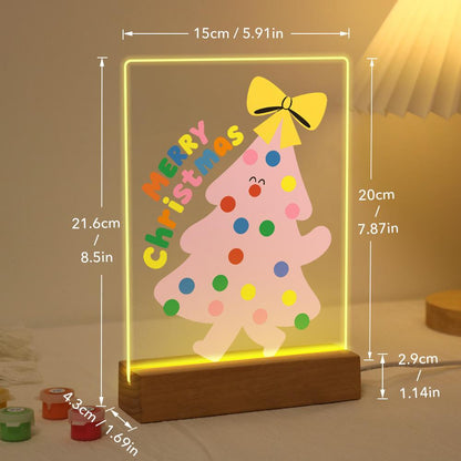 Happy-Faced Pink Christmas Tree paint by numbers light-up sign – image 21