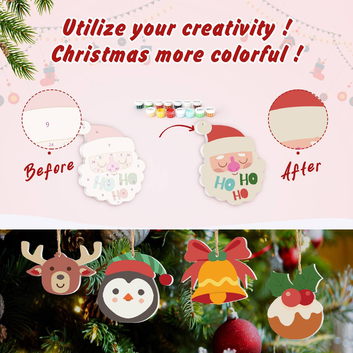 Penguin and Christmas Pudding ornament set – image 5