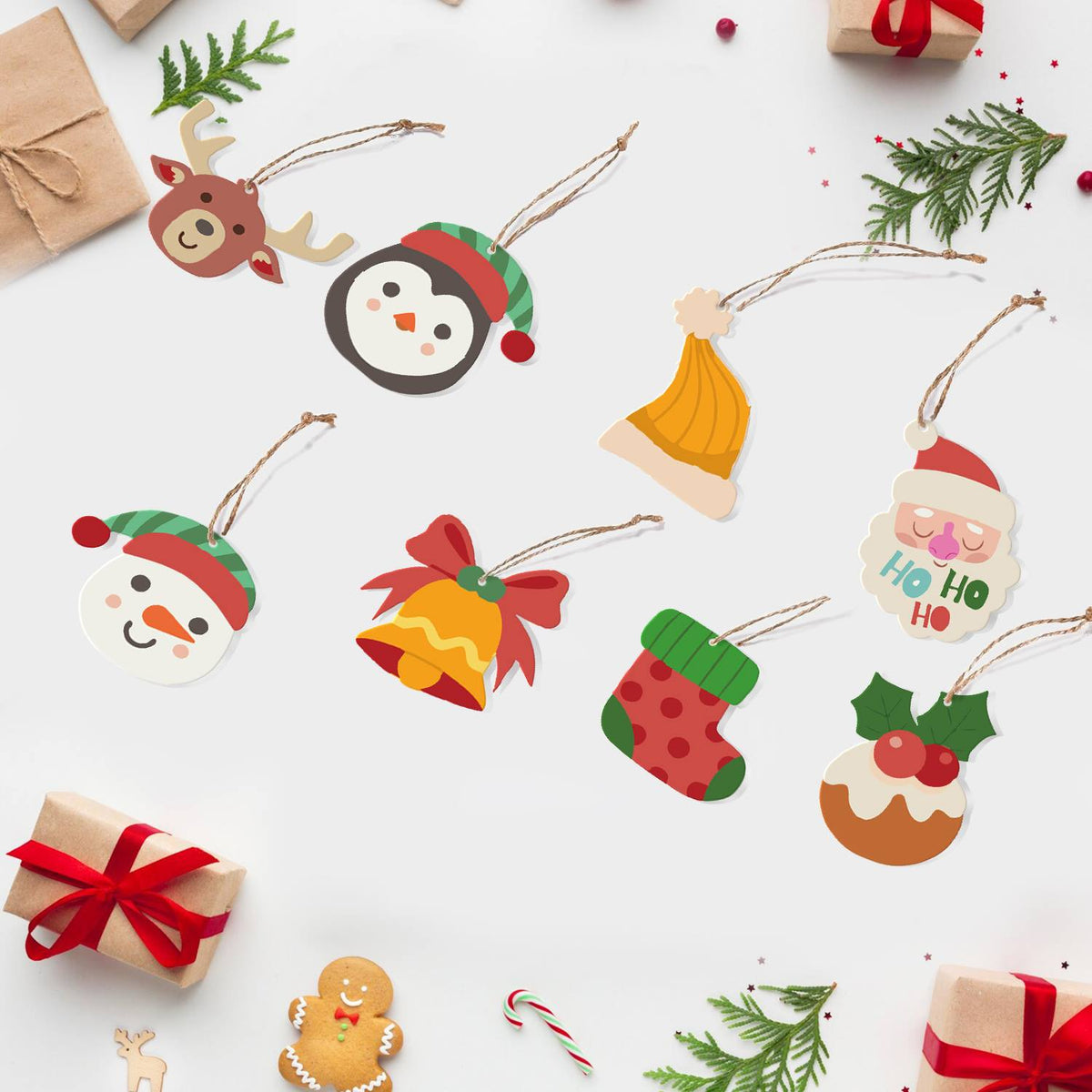 Penguin and Christmas Pudding ornament set – image 6