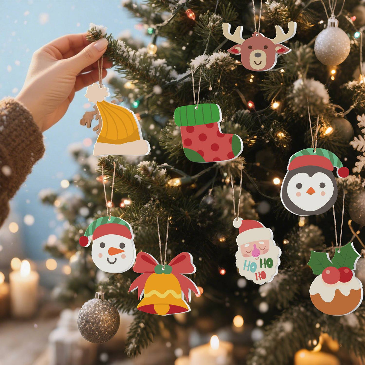 Penguin and Christmas Pudding ornament set – image 9