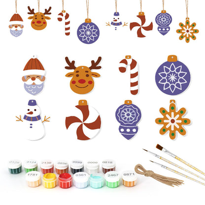 Purple Bauble and Peppermint ornament set – Eight shapes: Santa, reindeer, candy cane, purple snowflake bauble, snowman, peppermint swirl, finial, snowflake