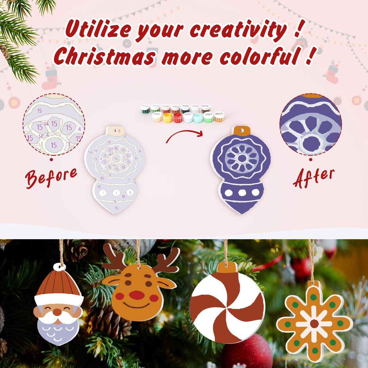 Purple Bauble and Peppermint ornament set – image 5