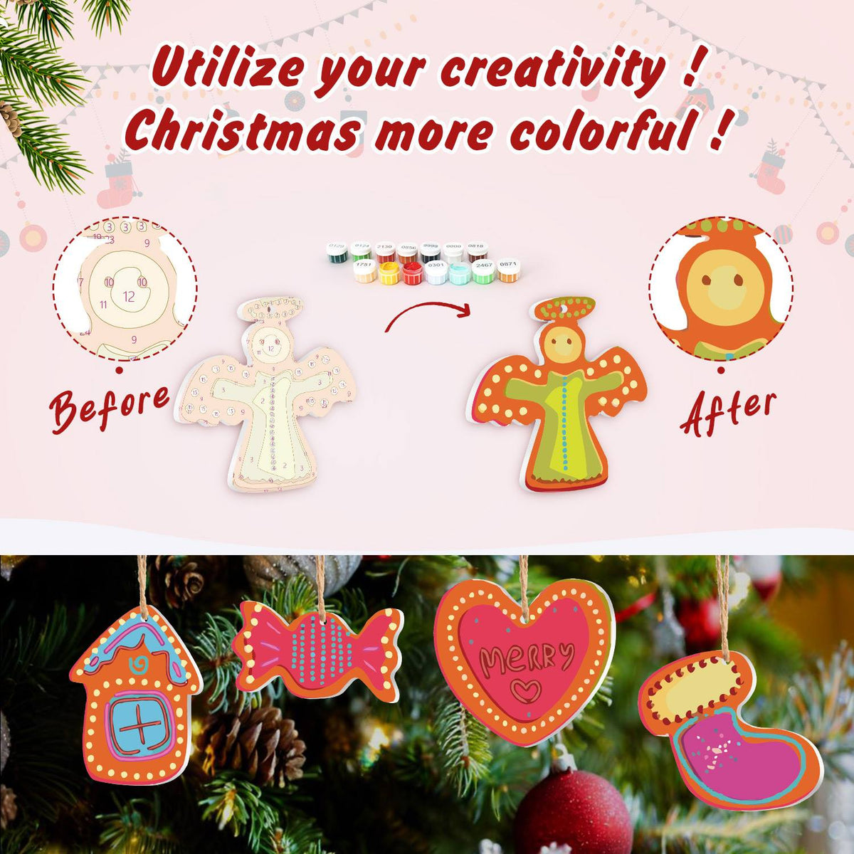 Hot Pink Stocking and Candy ornament set – image 5