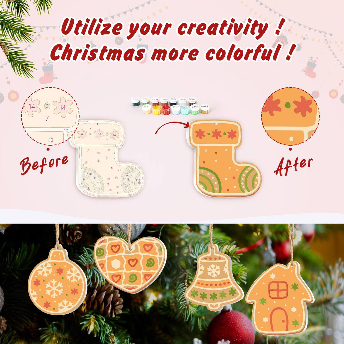 Honey Teacup and Patchwork Heart ornament set – image 5