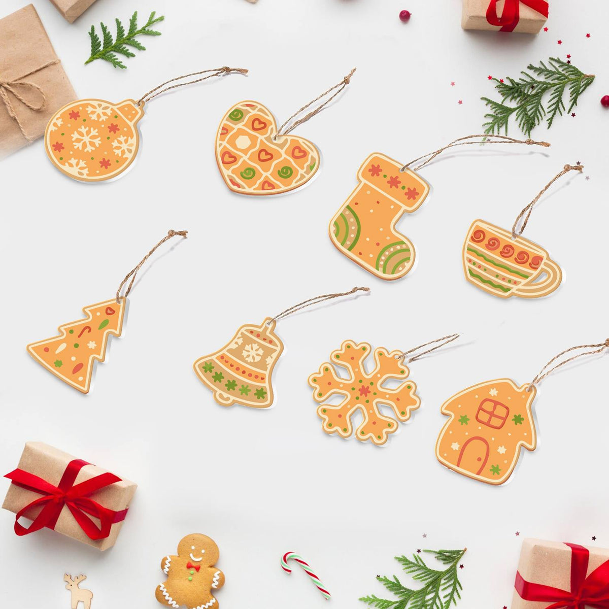 Honey Teacup and Patchwork Heart ornament set – image 6