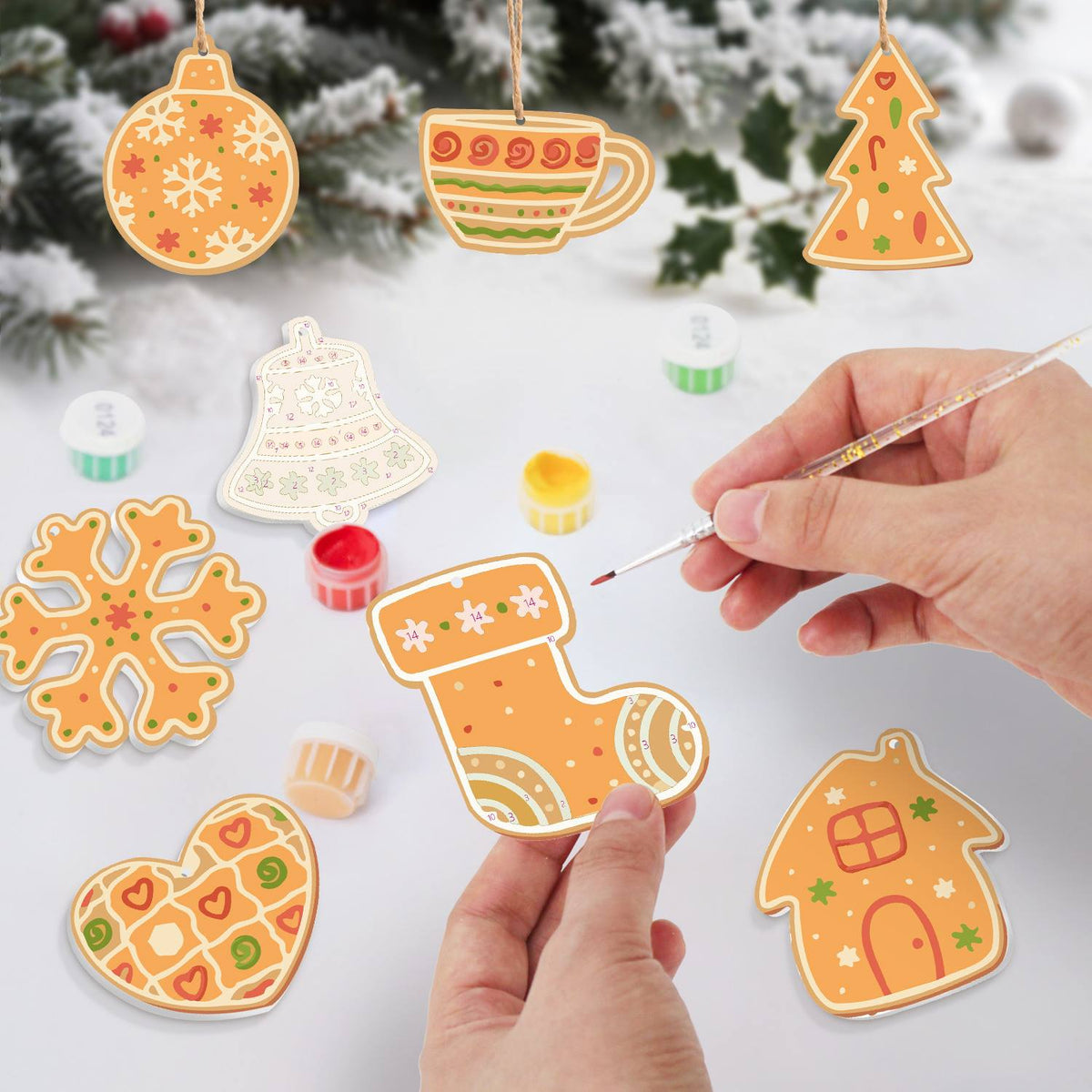 Honey Teacup and Patchwork Heart ornament set – image 7