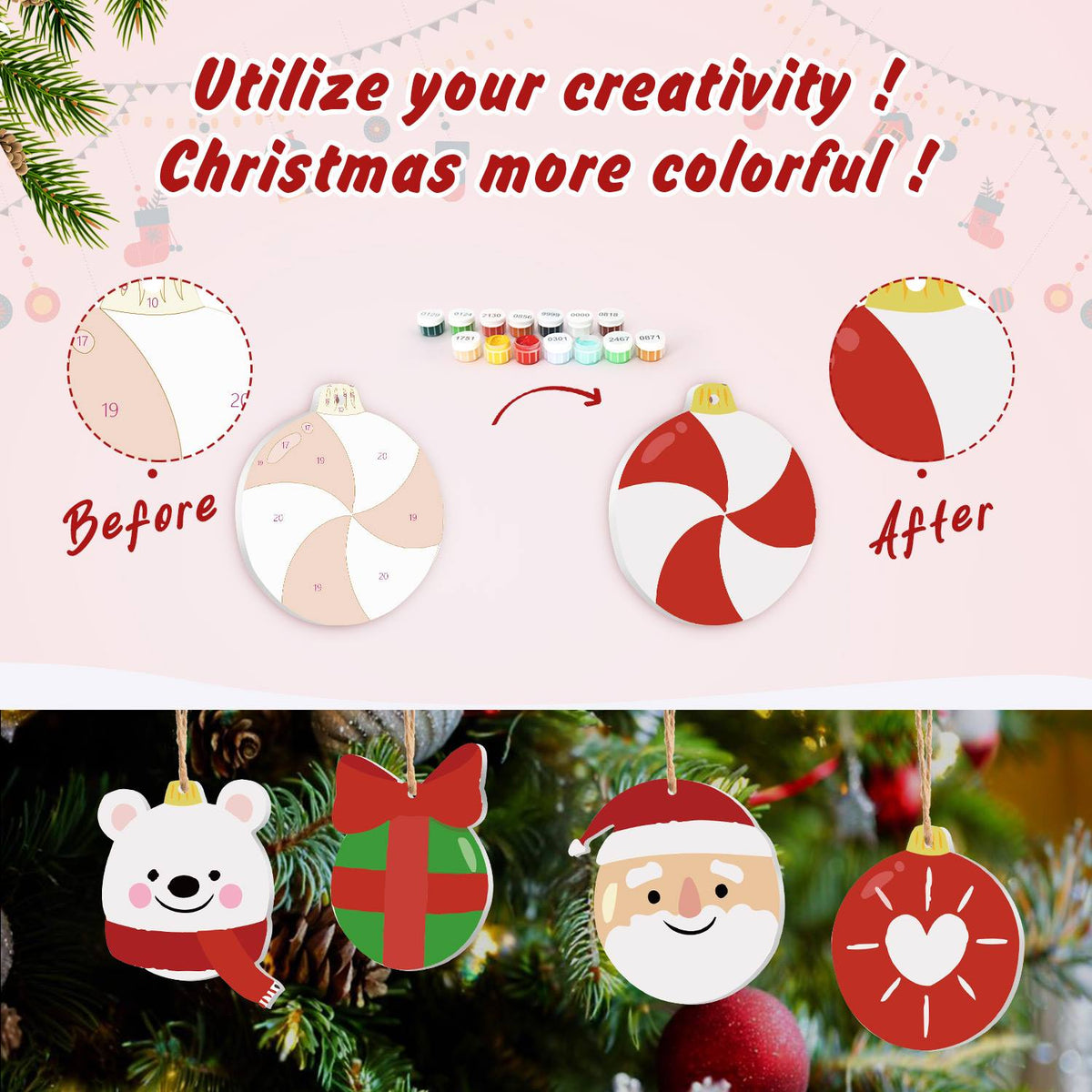Polar Bear and Penguin Faces ornament set – image 5