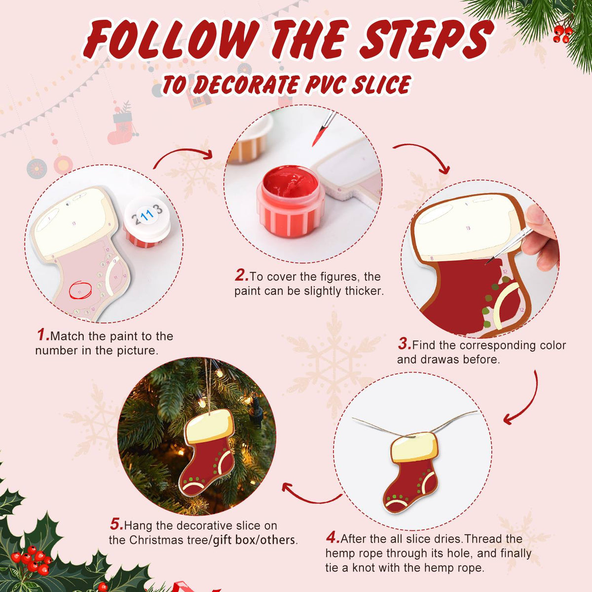 Snowflake Mitten and Santa Hat ornament set – image 4