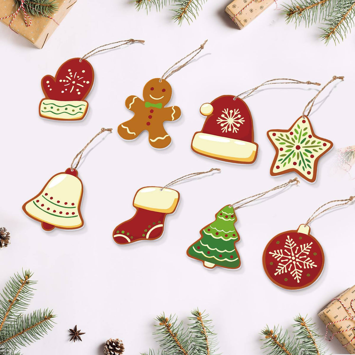 Snowflake Mitten and Santa Hat ornament set – image 6