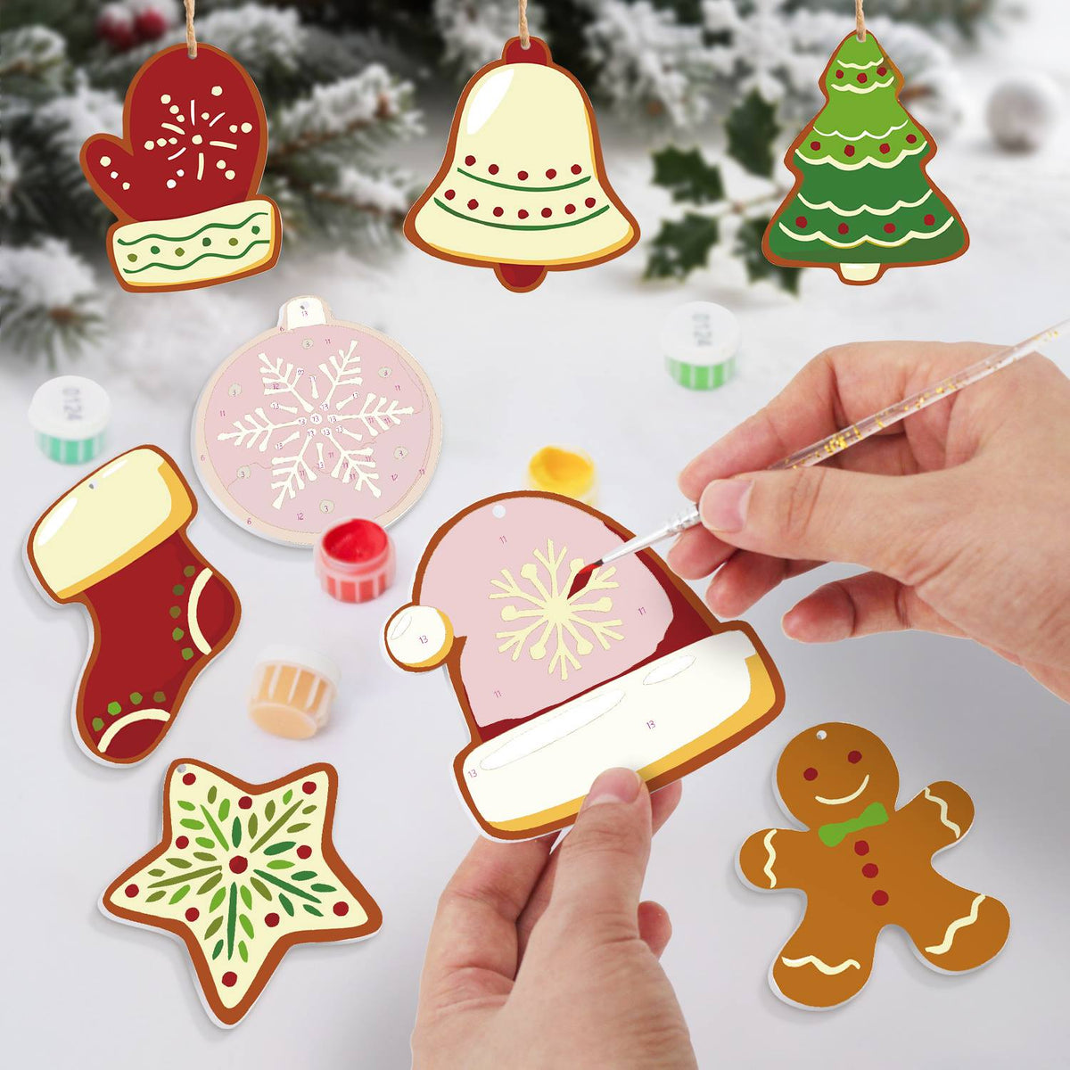 Snowflake Mitten and Santa Hat ornament set – image 7