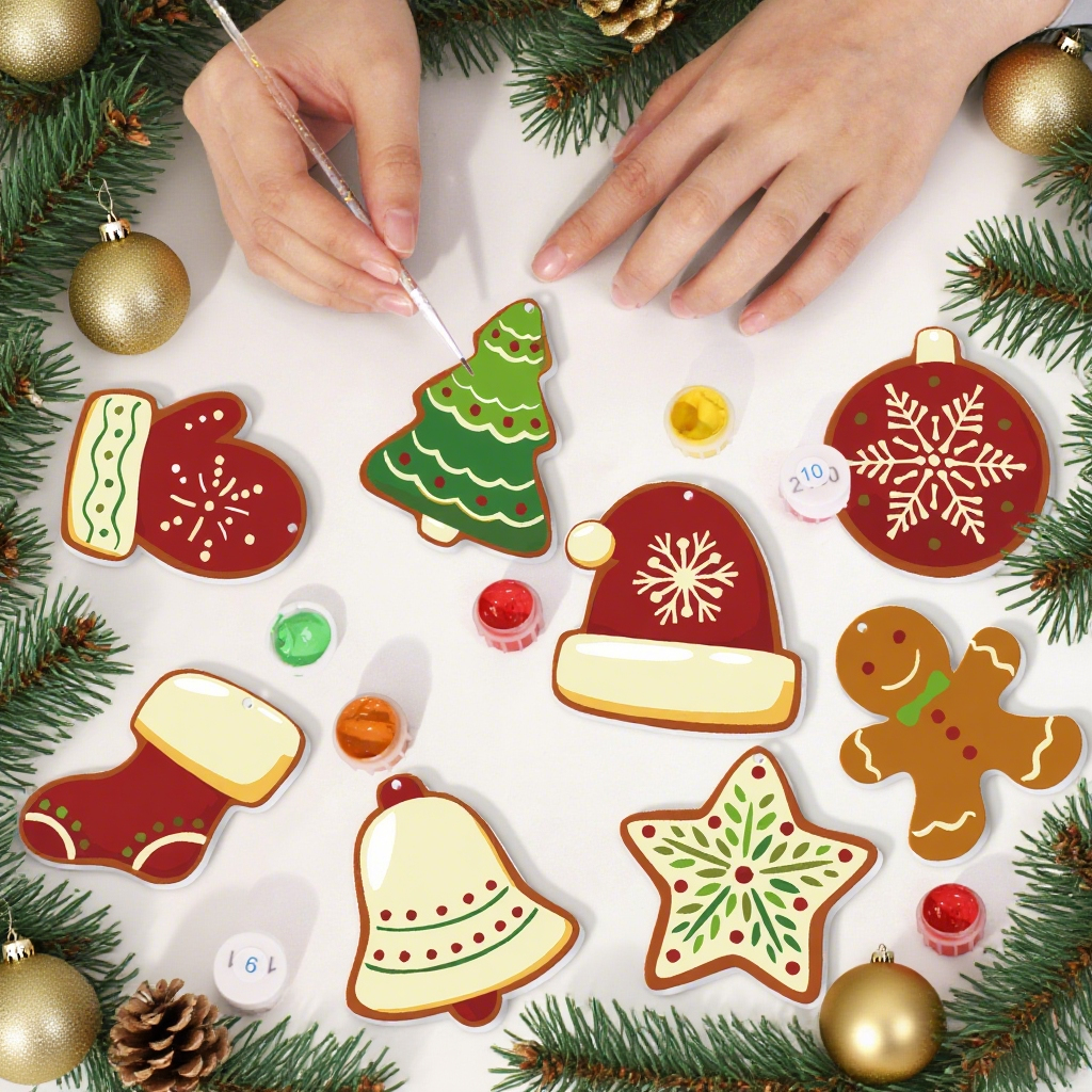 Snowflake Mitten and Santa Hat ornament set – image 11
