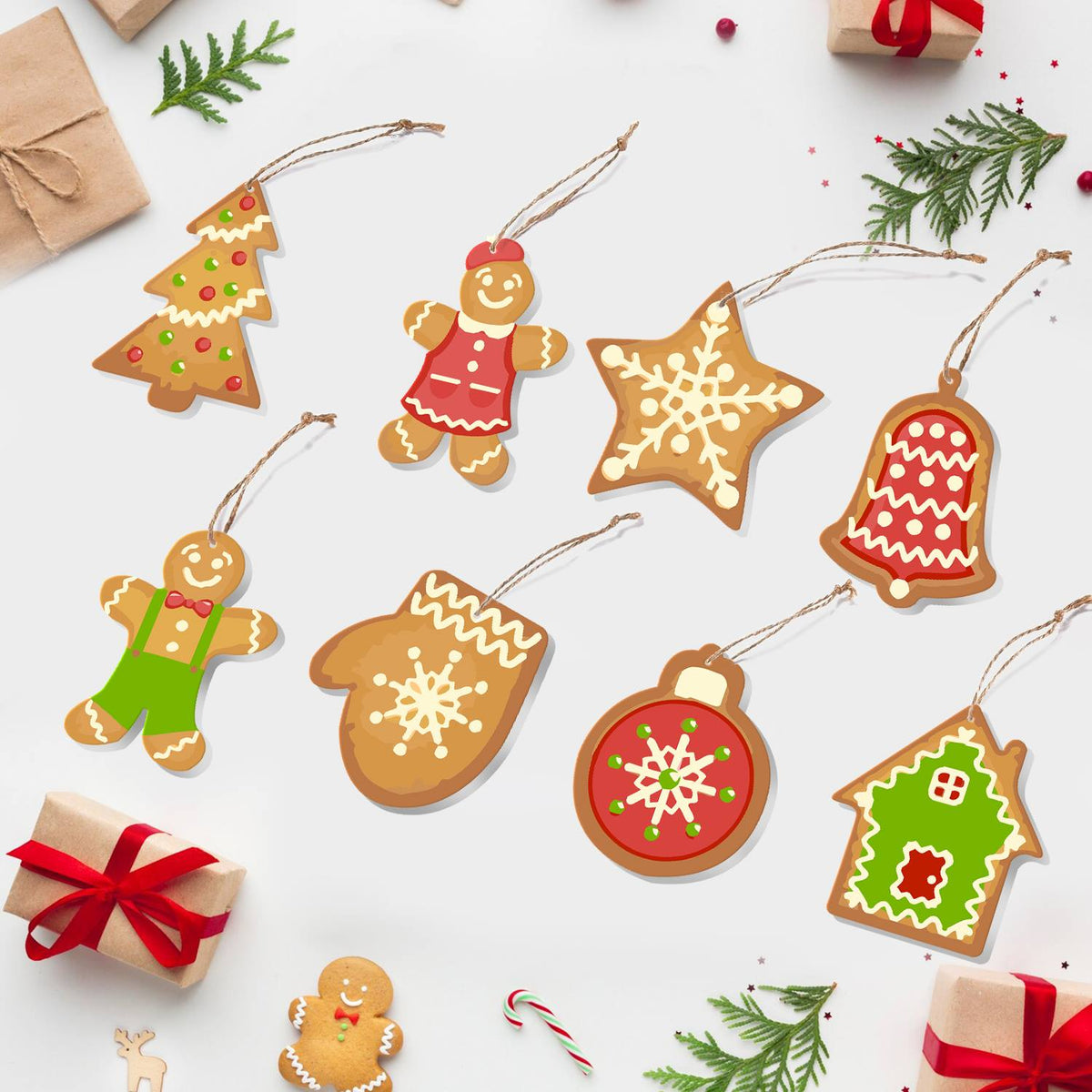 Lace-Iced Bell and Green Cottage ornament set – image 6