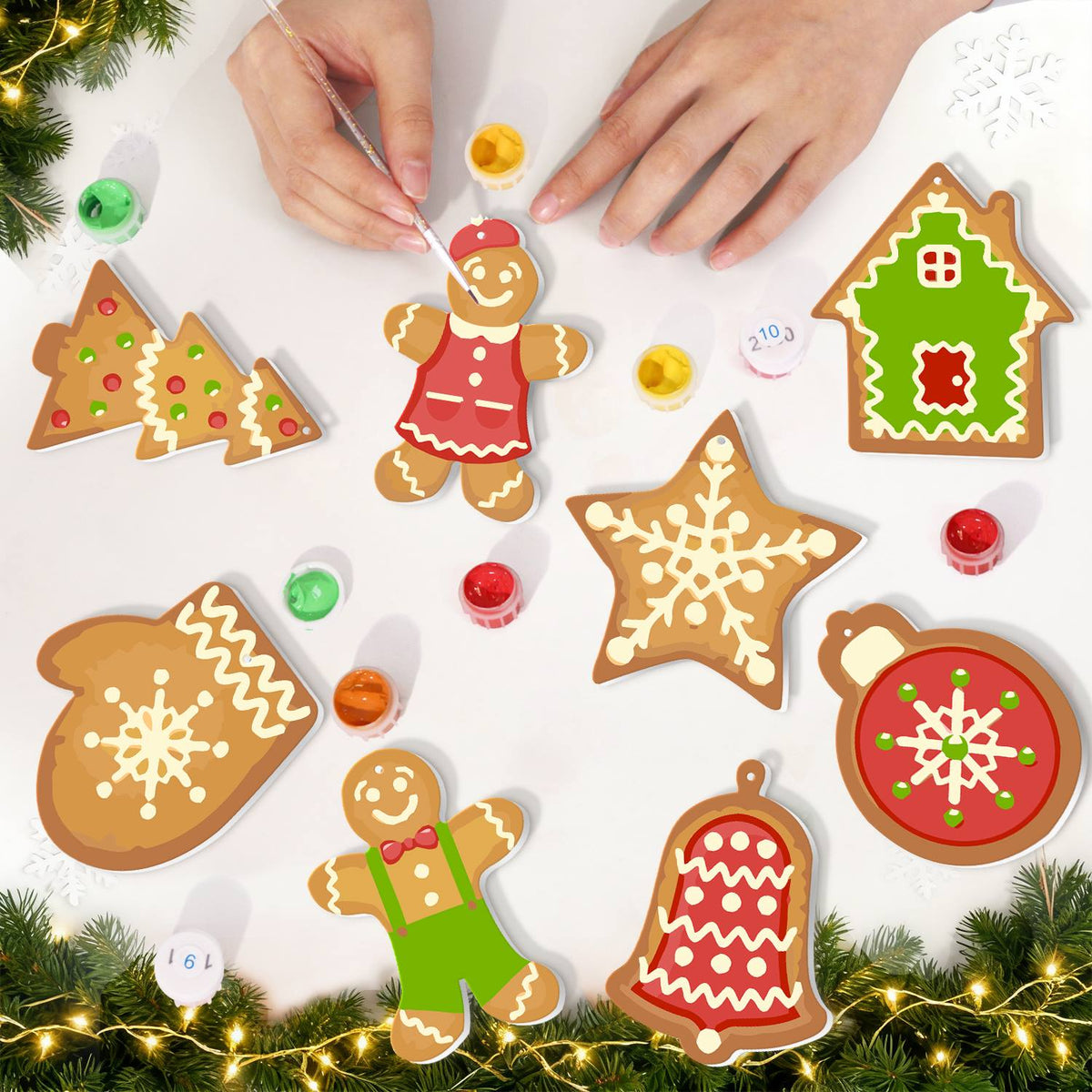 Lace-Iced Bell and Green Cottage ornament set – image 8
