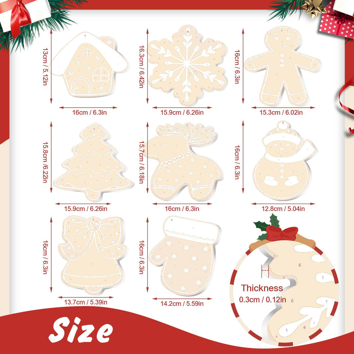 White-Piped Golden Gingerbread ornament set – image 2
