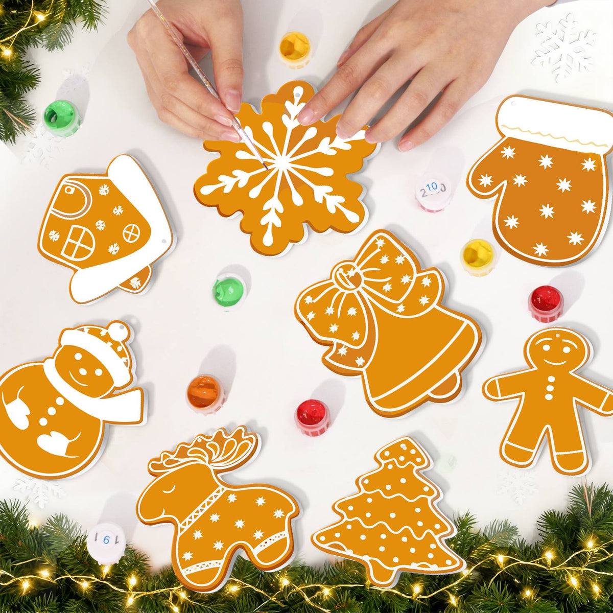 White-Piped Golden Gingerbread ornament set – image 8