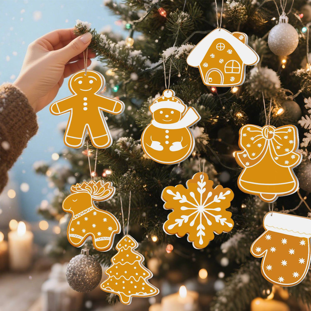 White-Piped Golden Gingerbread ornament set – image 9