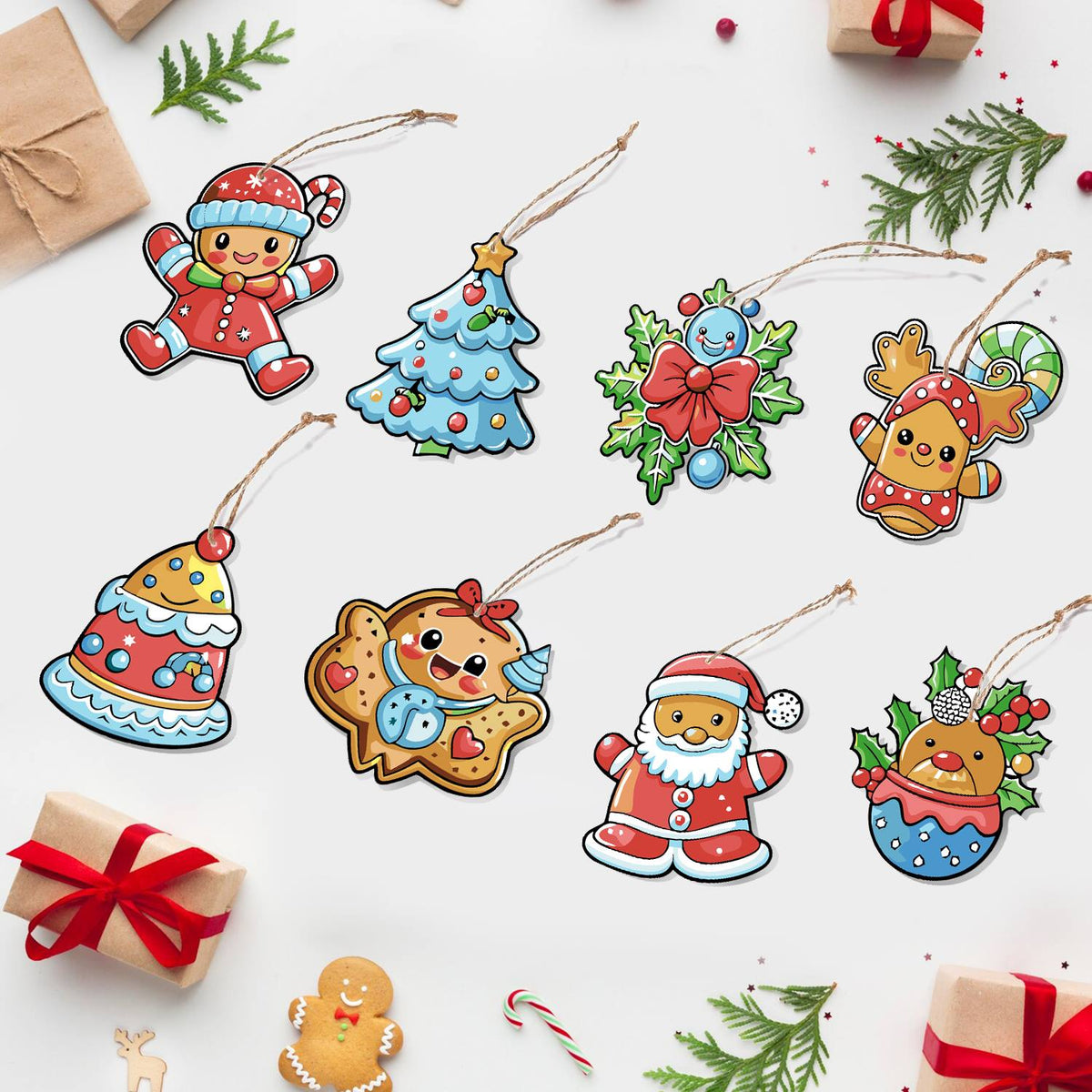 Bluebird Holly and Frosted Tree ornament set – image 6