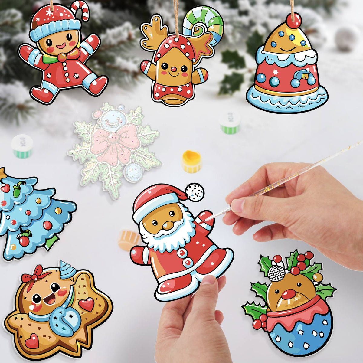Bluebird Holly and Frosted Tree ornament set – image 7
