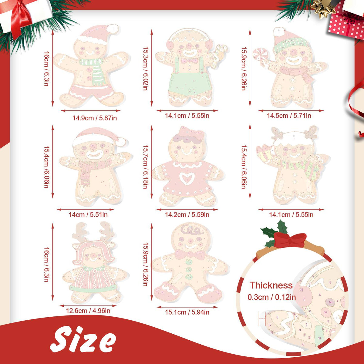 Dressed-Up Gingerbread Crowd ornament set – image 2