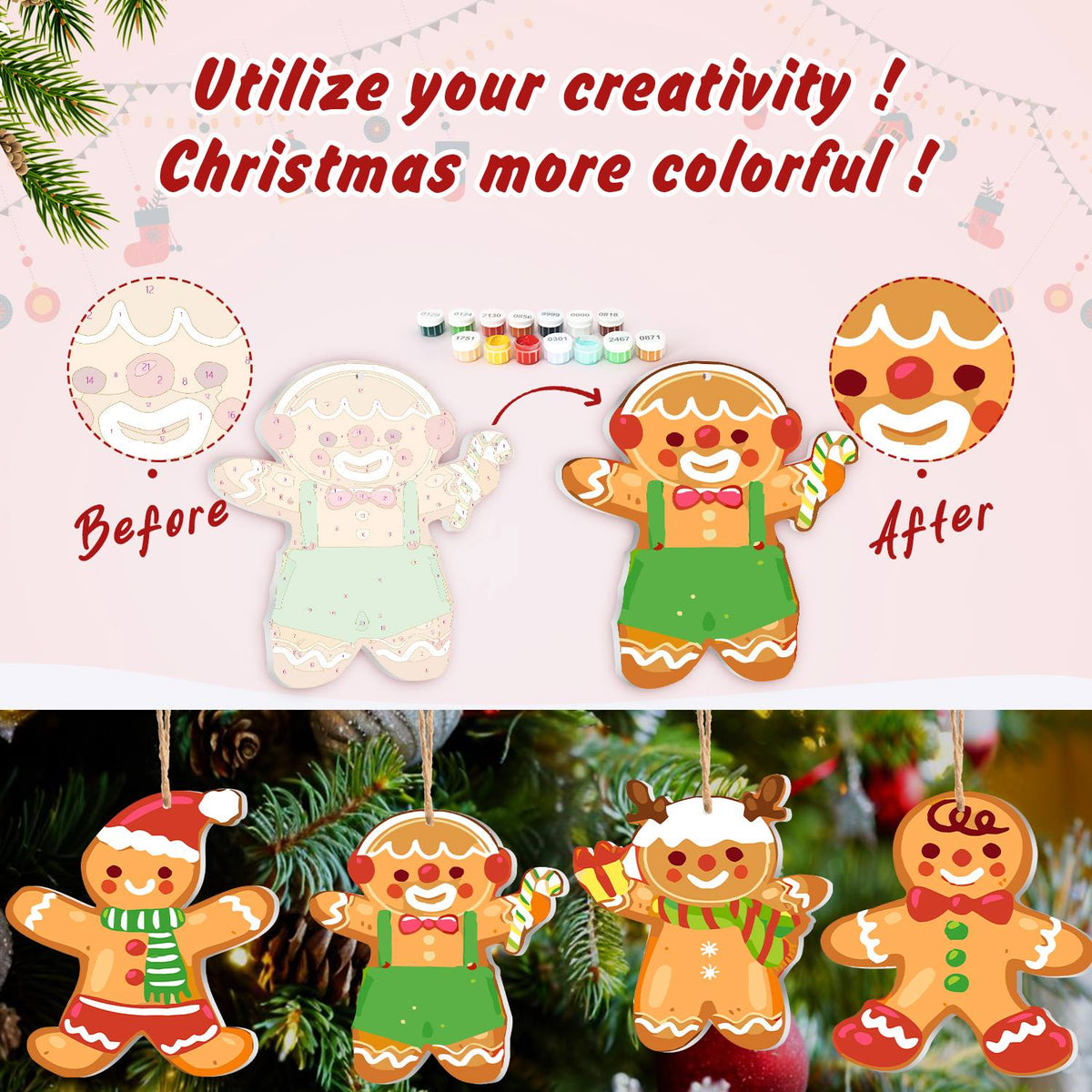 Dressed-Up Gingerbread Crowd ornament set – image 5